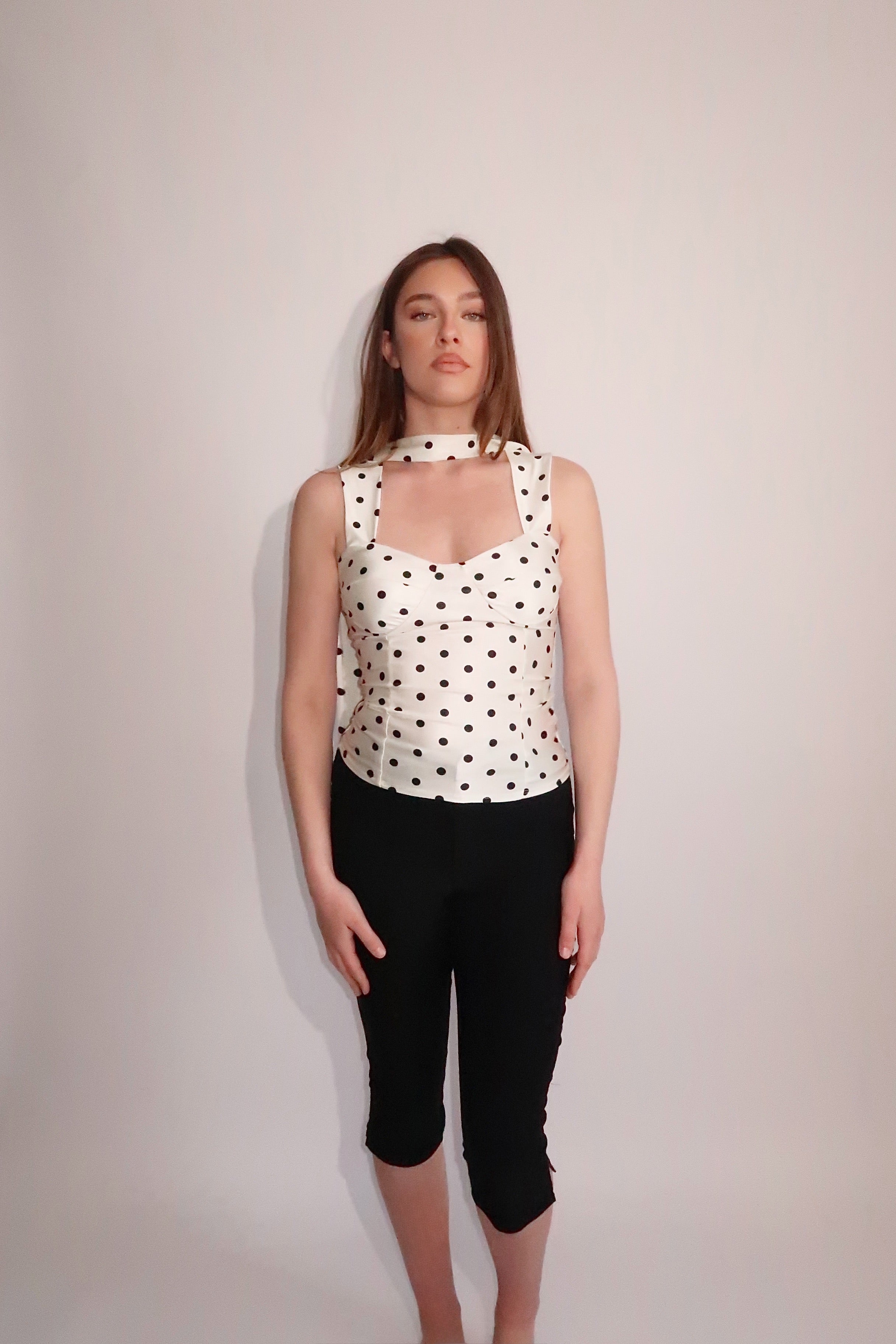 Top à pois avec foulard