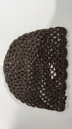 Bonnet en tissu crochet perles