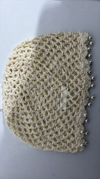 Bonnet en tissu crochet perles